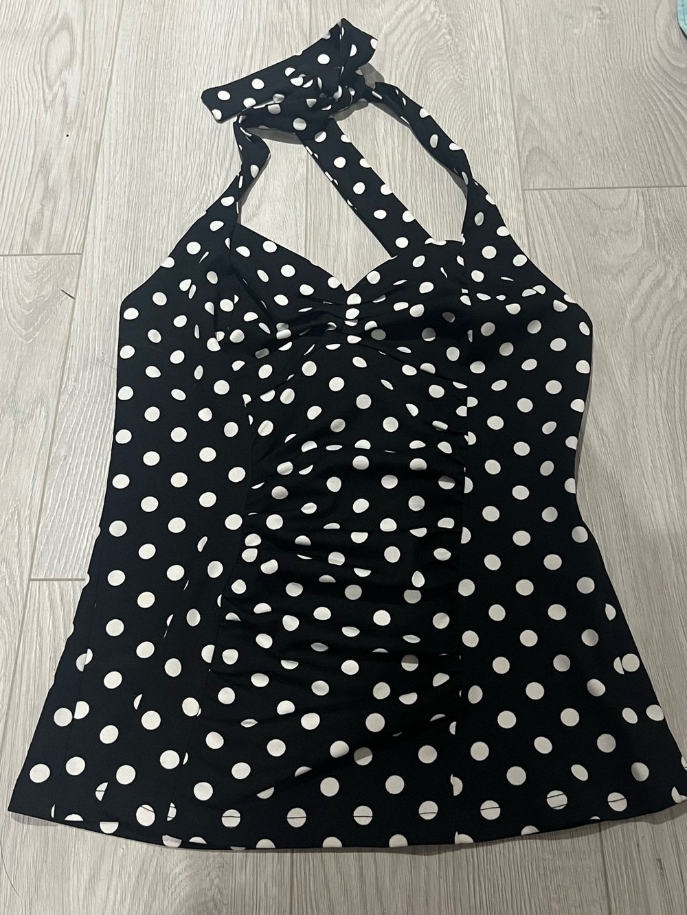 Halter top Black and White Polka Dot y2k